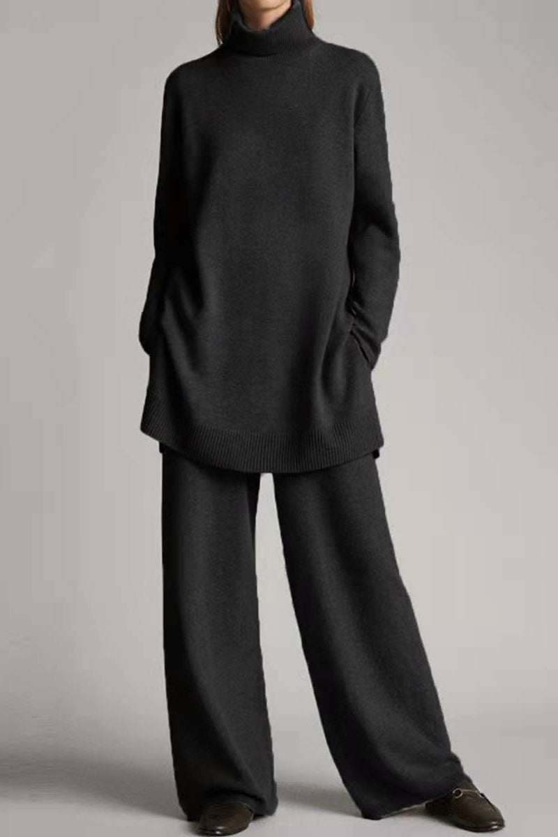 Celeste | Casual solid color turtleneck two piece sweater