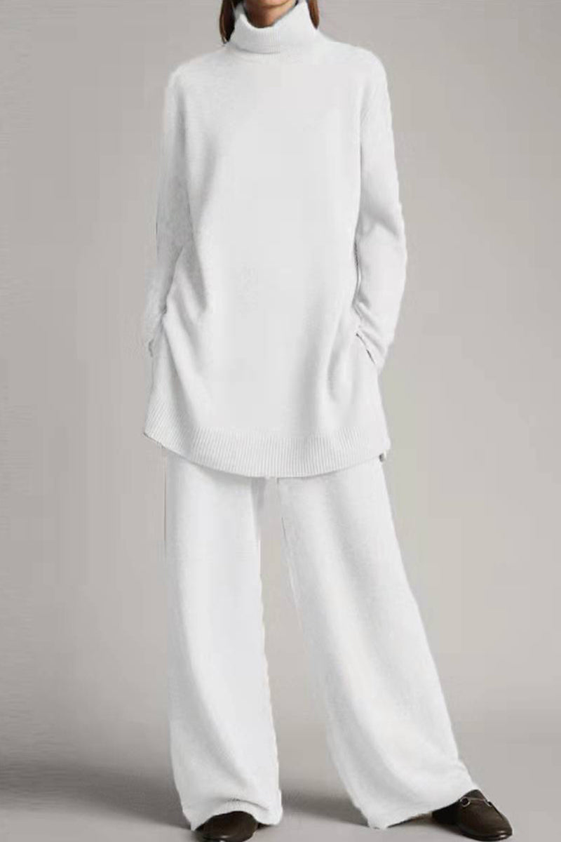 Celeste | Casual solid color turtleneck two piece sweater