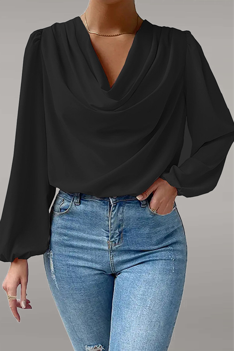 Fiona | Casual solid patchwork scoop neck tops