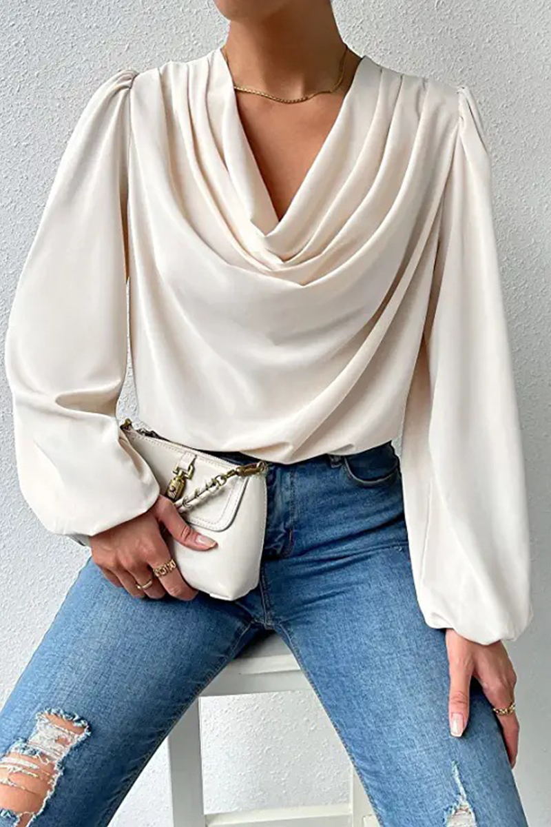 Fiona | Casual solid patchwork scoop neck tops
