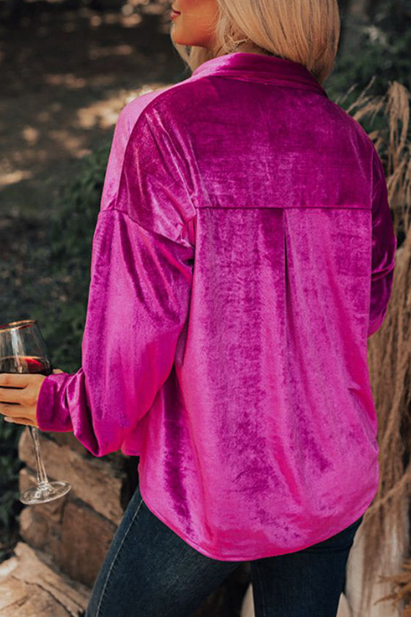 Glenda | Casual, solid patchwork tops with a turn-down collar
