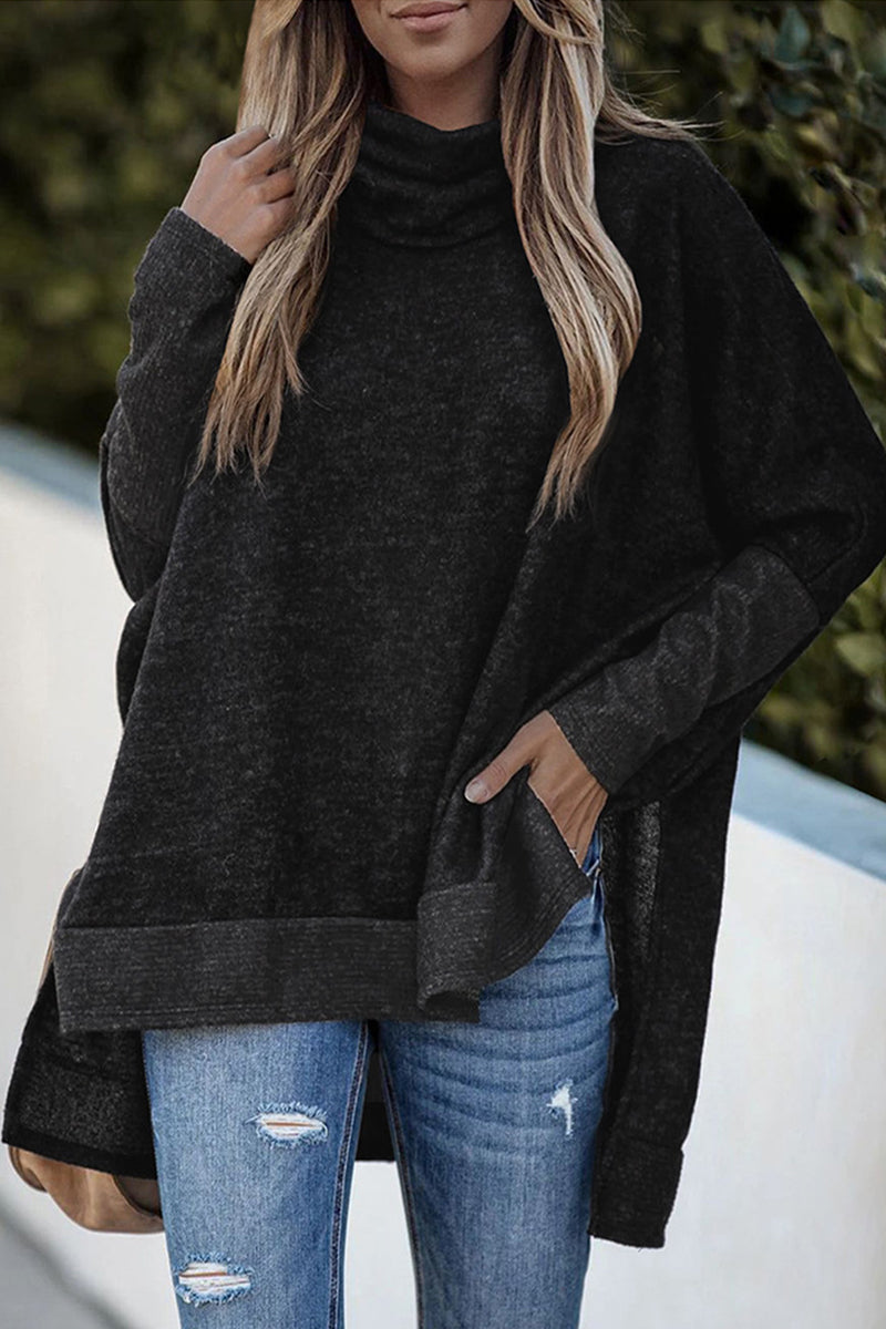 Giovanna | Casual solid patchwork turtleneck tops