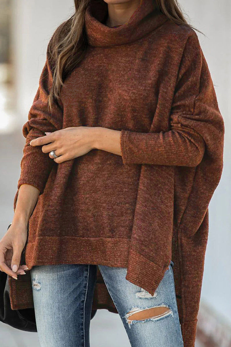 Giovanna | Casual solid patchwork turtleneck tops