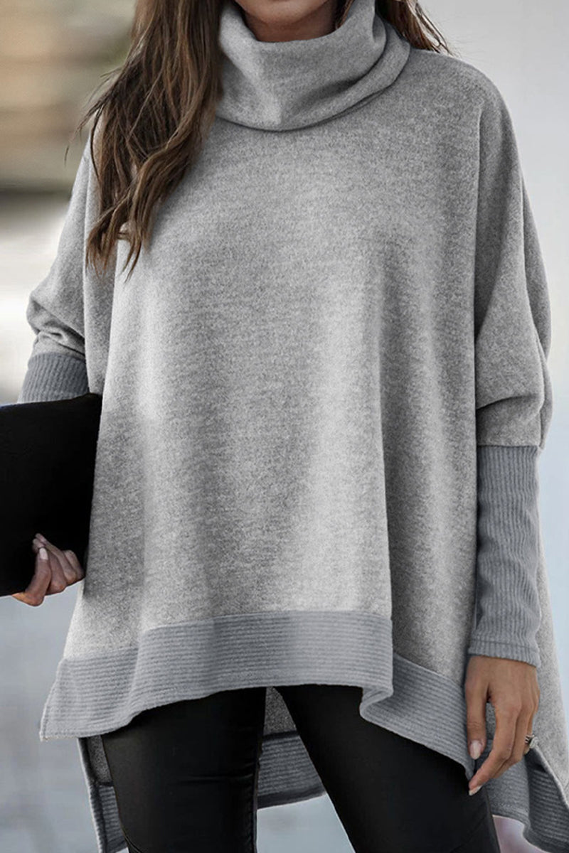Giovanna | Casual solid patchwork turtleneck tops