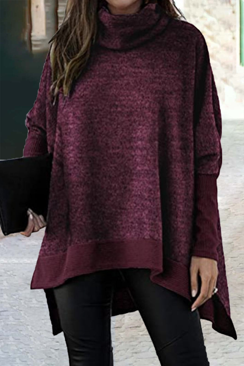 Giovanna | Casual solid patchwork turtleneck tops