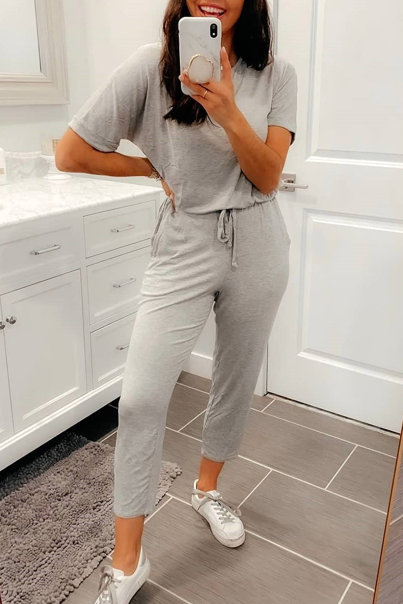 Jacqueline | Casual plain plain O-neck regular jumpsuits
