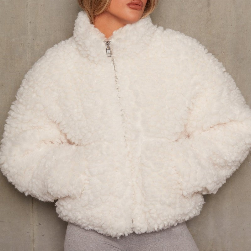 Consuelo | Casual solid patchwork basic outerwear with zip collar
