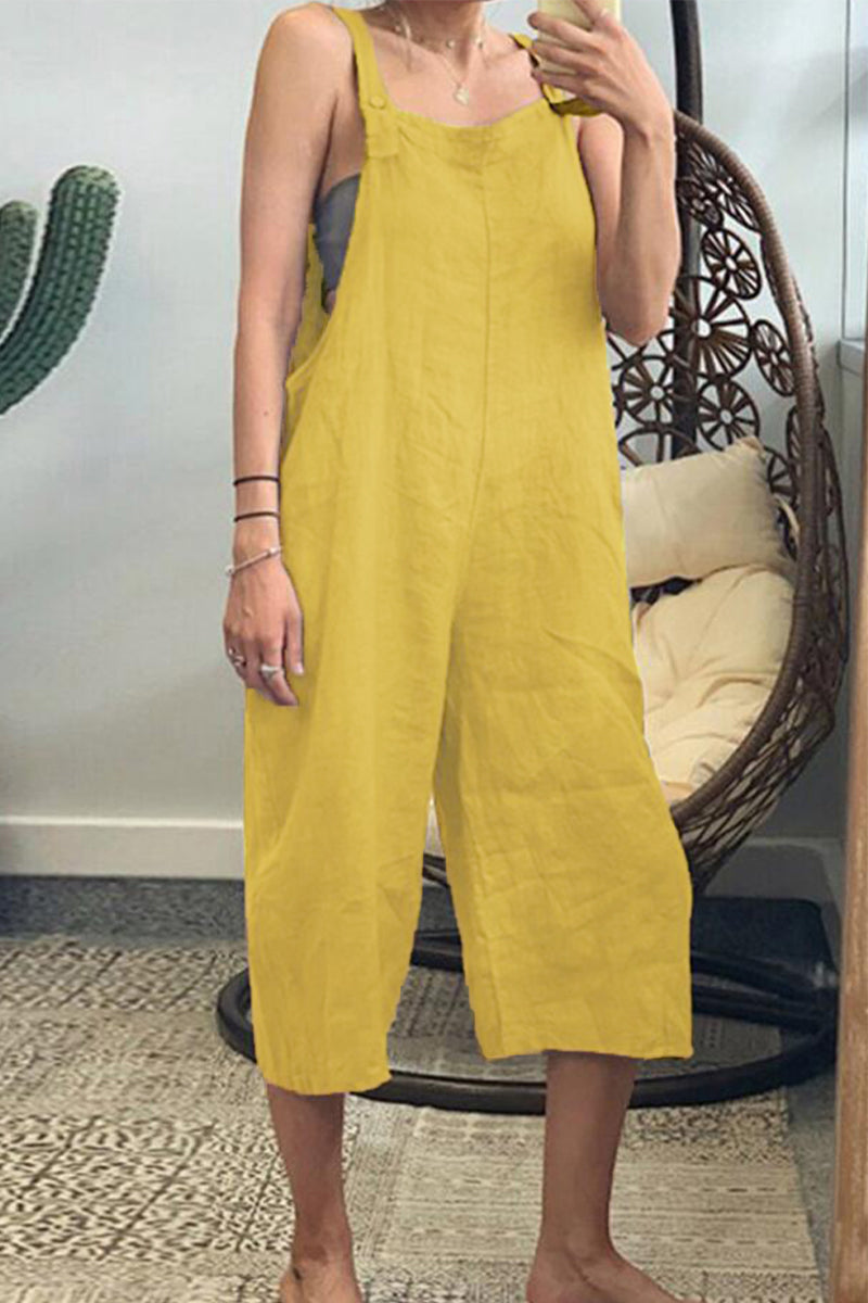 Leire | Casual simple solid patchwork square collar jumpsuits