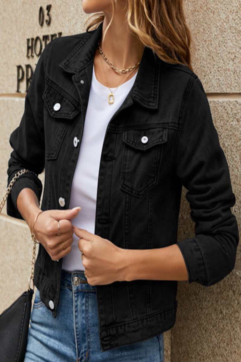 Monica | Casual Street Solid Patchwork Turn-Down Collar Outerwear