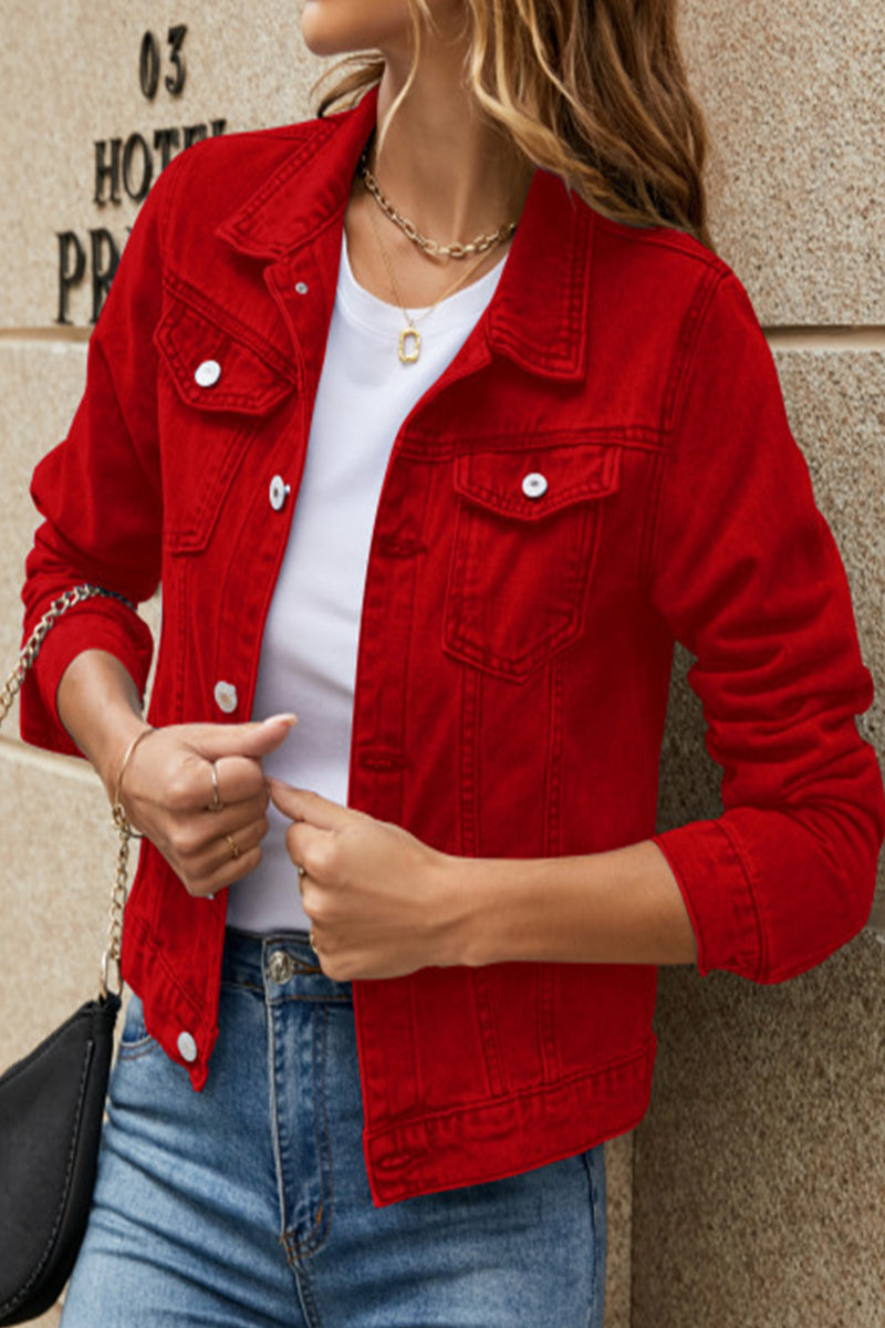 Monica | Casual Street Solid Patchwork Turn-Down Collar Outerwear