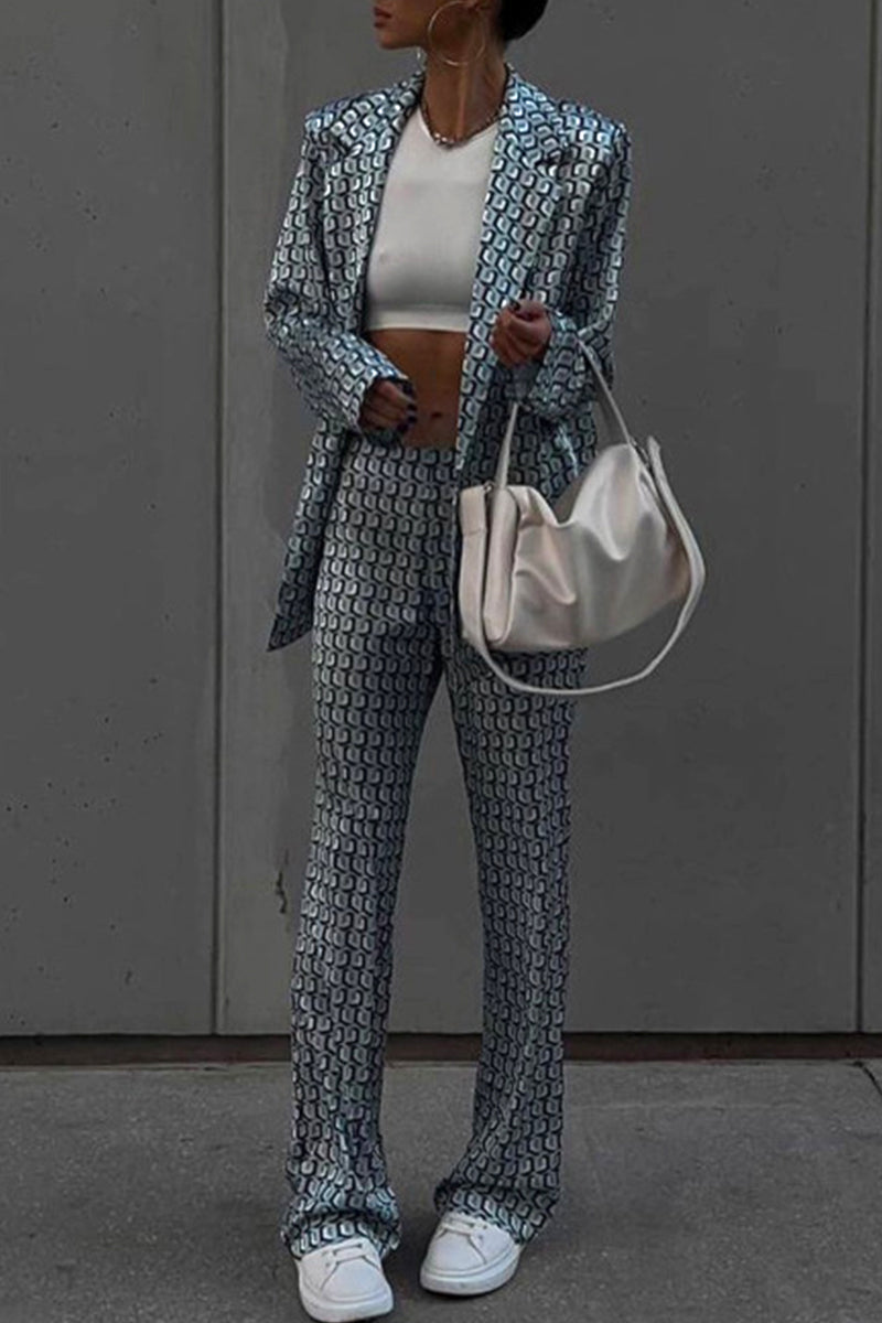 Natividad | Casual Street Animal Print Patchwork Turndown Collar Long Sleeve Two Piece Suit