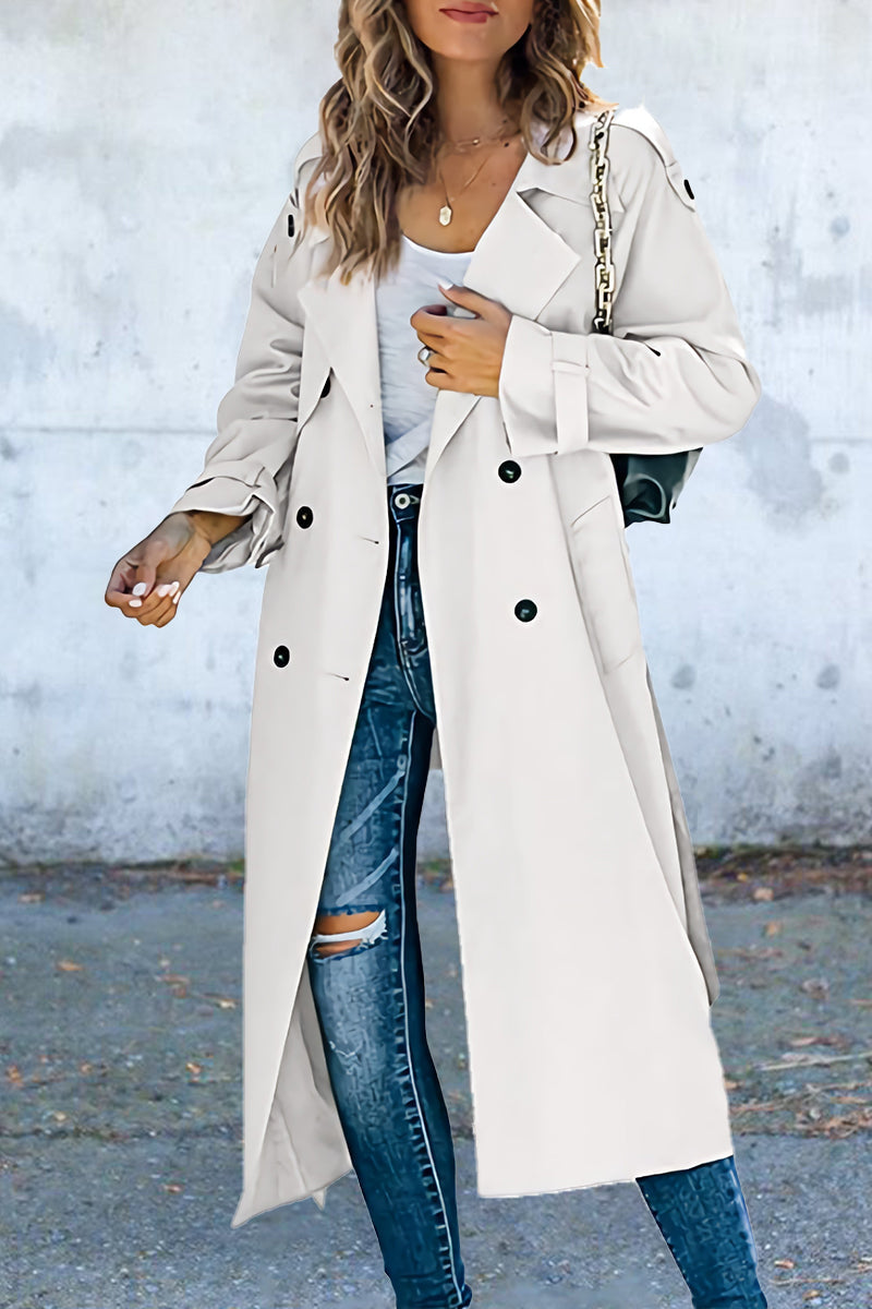Oriana | Work Solid Patchwork Turn-Down Collar Outerwear