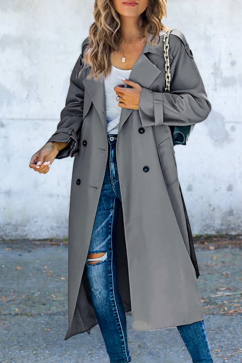 Oriana | Work Solid Patchwork Turn-Down Collar Outerwear