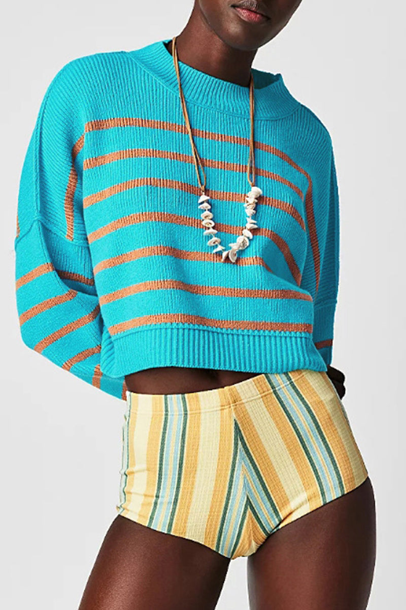 Yazmin | Casual solid patchwork O-neck tops