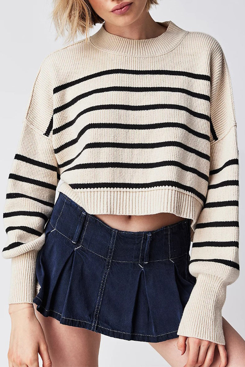 Yazmin | Casual solid patchwork O-neck tops