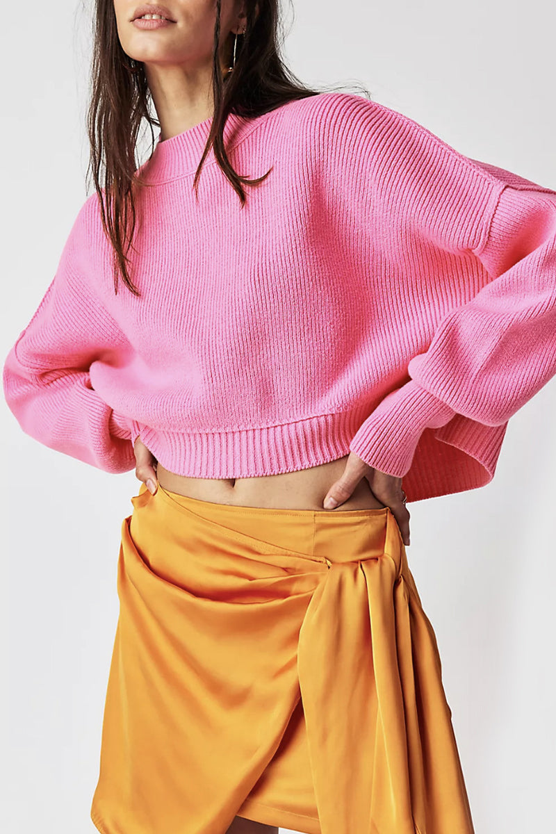 Yazmin | Casual solid patchwork O-neck tops