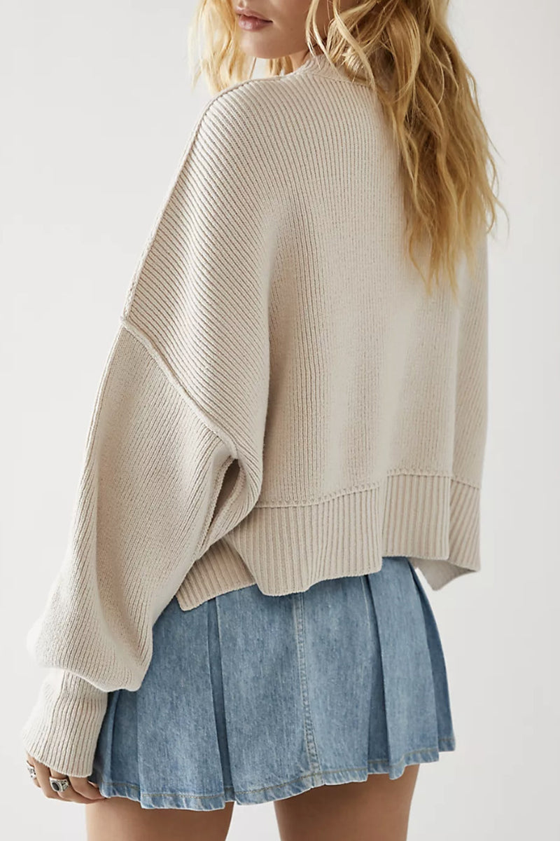 Yazmin | Casual solid patchwork O-neck tops