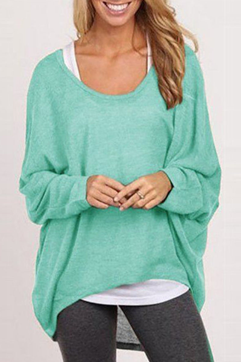 Adriana | Casual solid patchwork O-neck tops