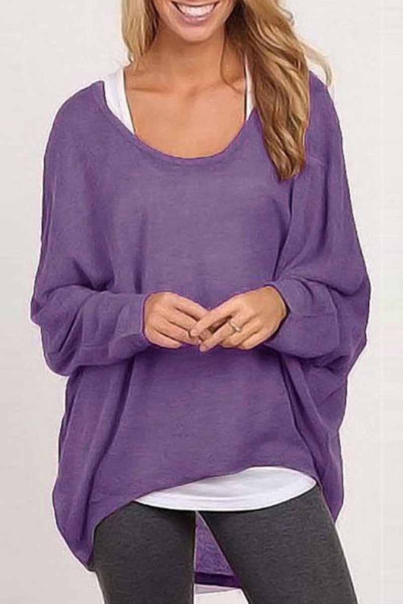 Adriana | Casual solid patchwork O-neck tops