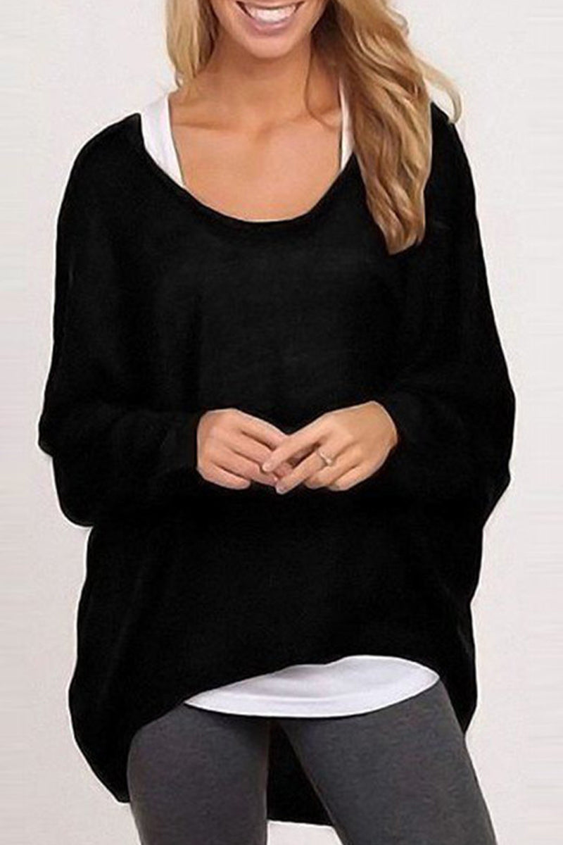 Adriana | Casual solid patchwork O-neck tops