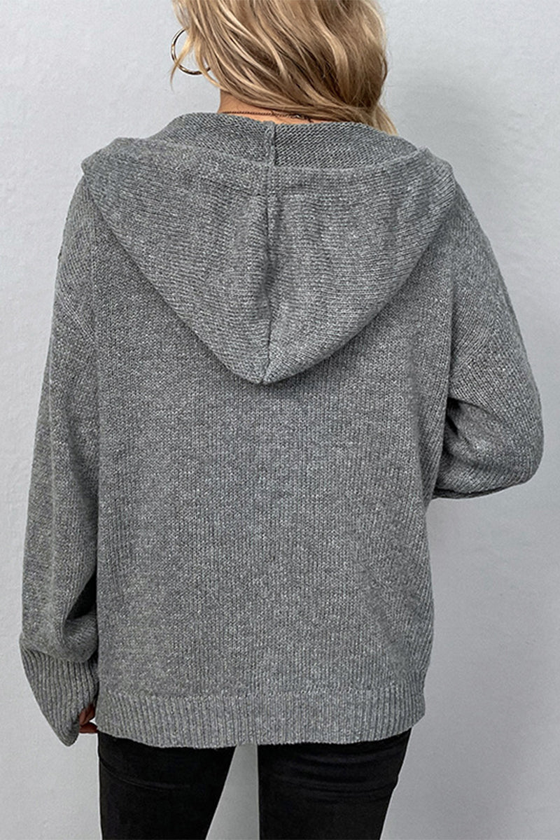 Alma | Casual tops with plain buttons and hooded collar