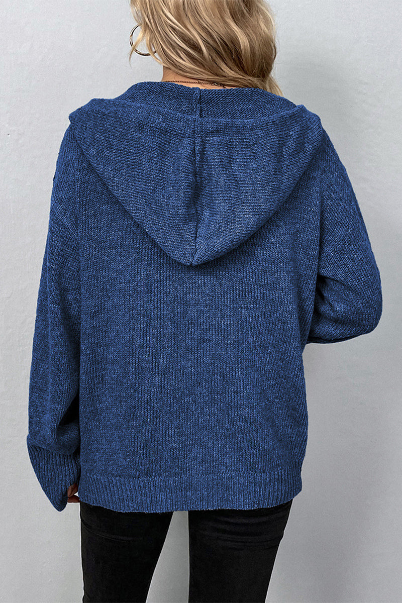 Alma | Casual tops with plain buttons and hooded collar