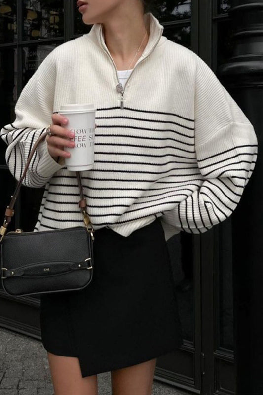 Amanda | Casual tops with checked, striped contrast turn-down collar