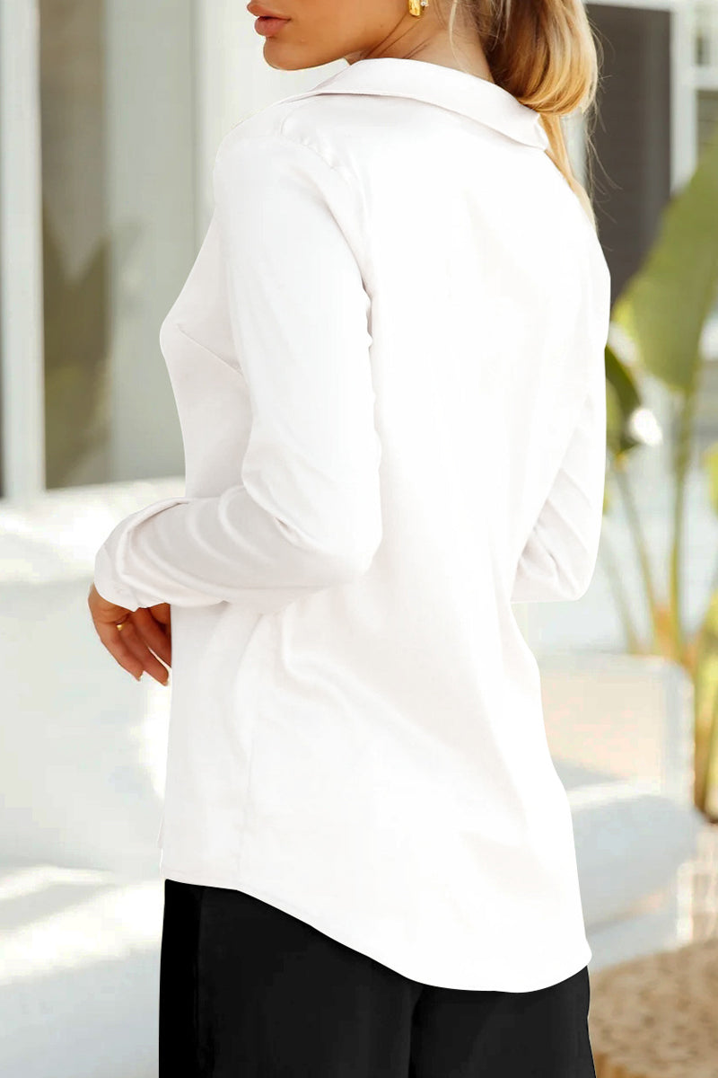 Alicia | Elegant tops with a plain turn-down collar