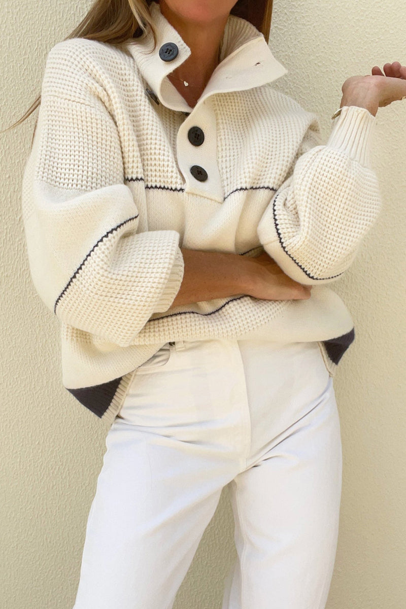 Ana Maria | Casual striped contrast turtleneck tops in patchwork style