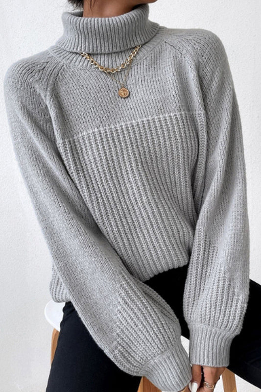 Antonella | Casual solid patchwork turtleneck tops