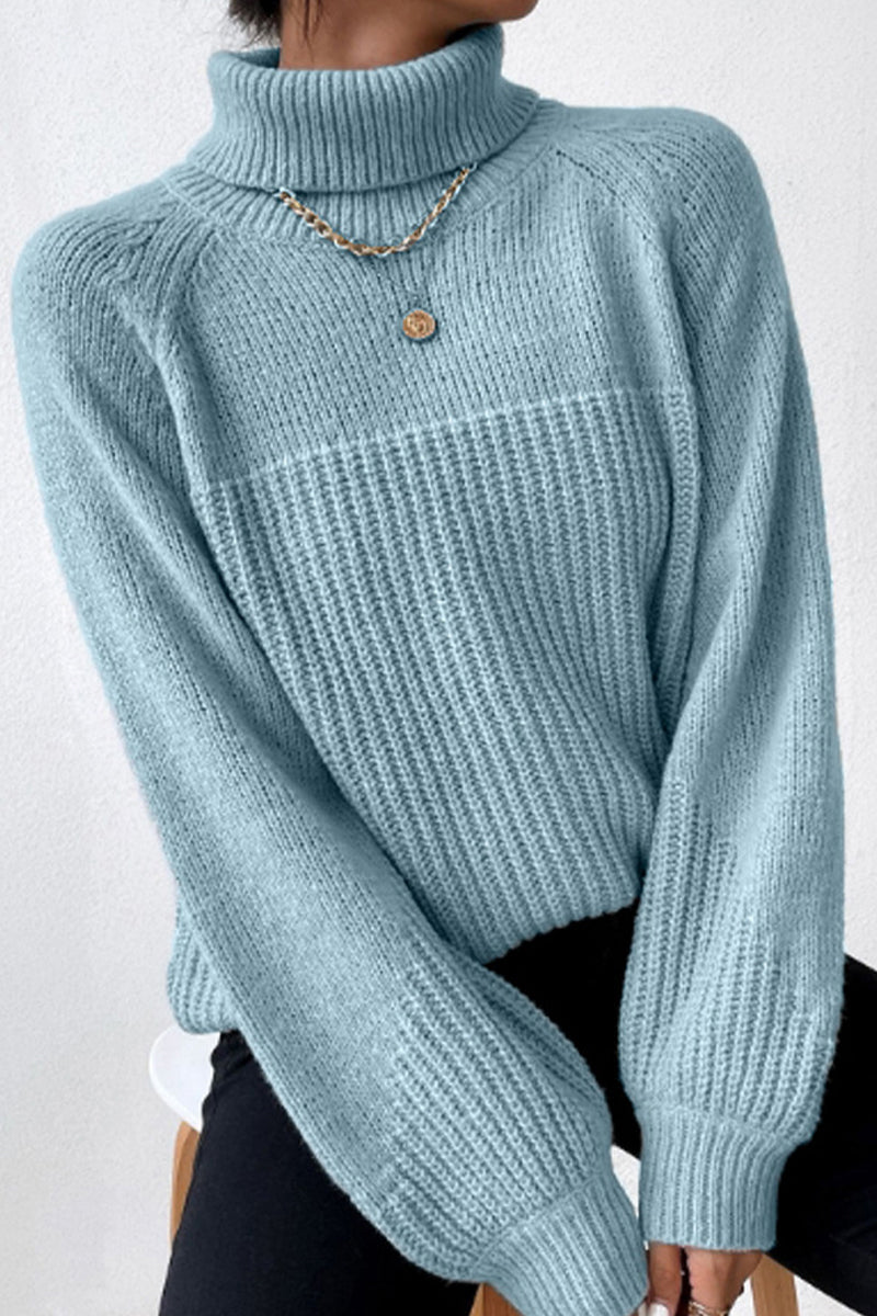 Antonella | Casual solid patchwork turtleneck tops