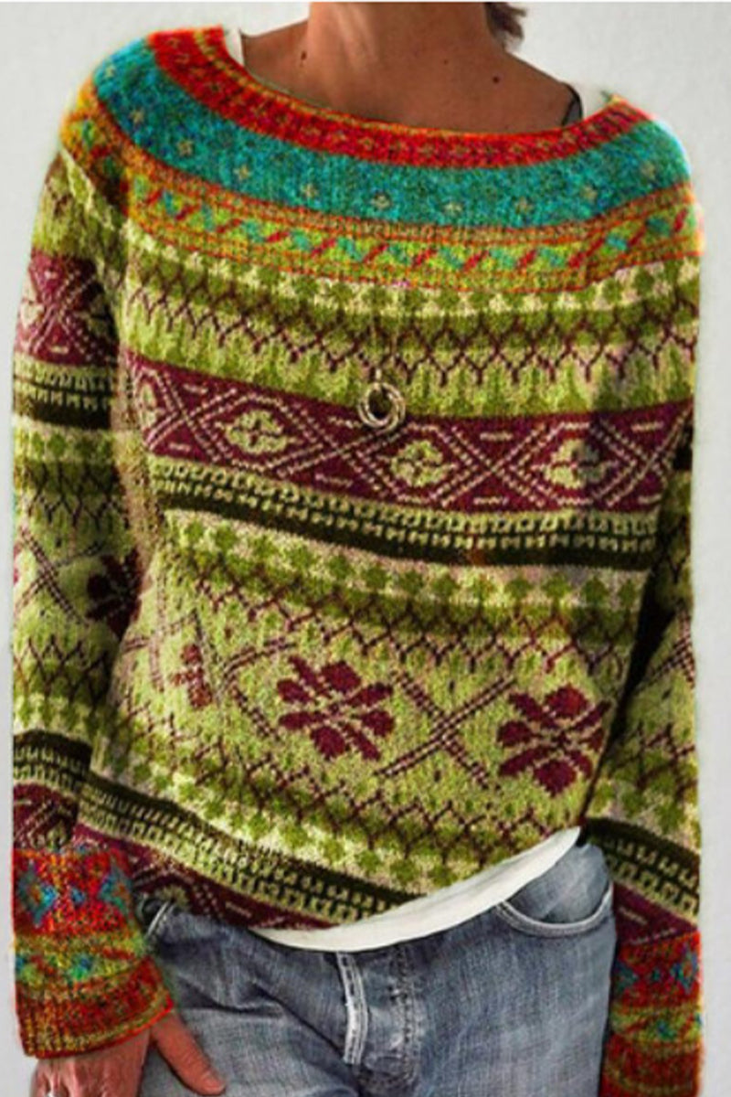 Luisa | Casual color block sweaters with O-neck and contrast