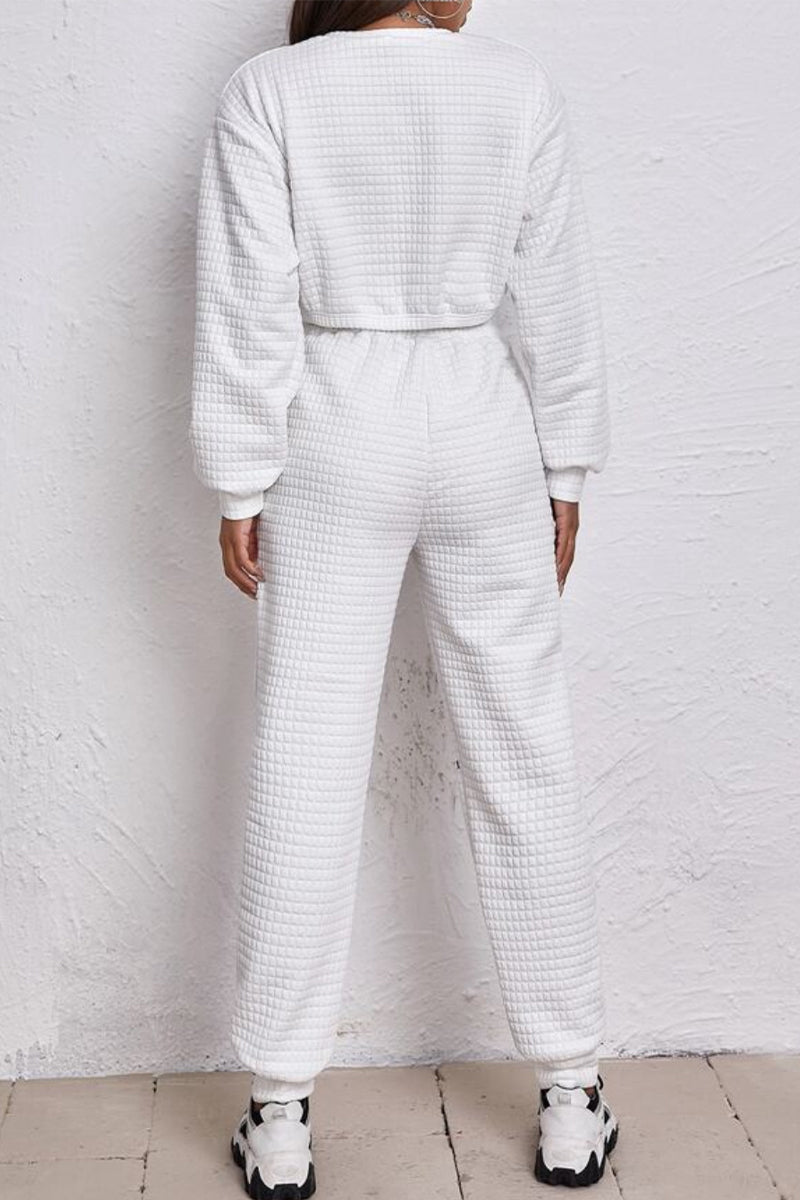 Brenda | Casual Street Solid Patchwork O Neck Long Sleeve Two Pieces