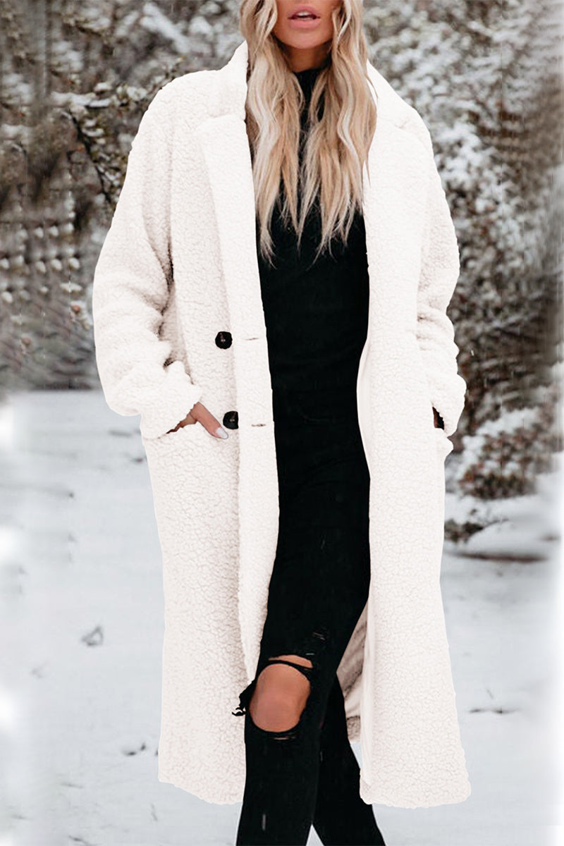 Cinthia | Elegant outerwear with a plain turn-down collar and pockets