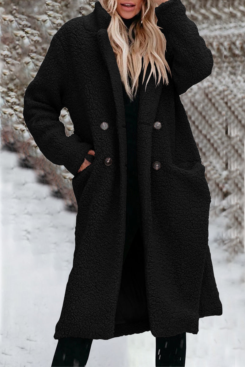 Cinthia | Elegant outerwear with a plain turn-down collar and pockets