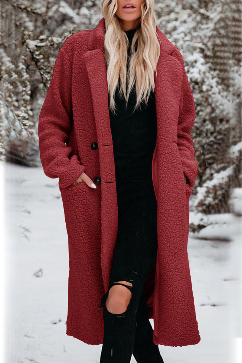 Cinthia | Elegant outerwear with a plain turn-down collar and pockets