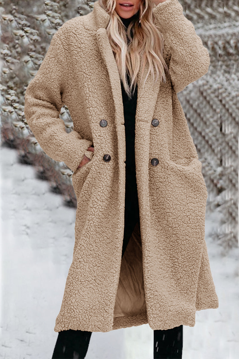Cinthia | Elegant outerwear with a plain turn-down collar and pockets
