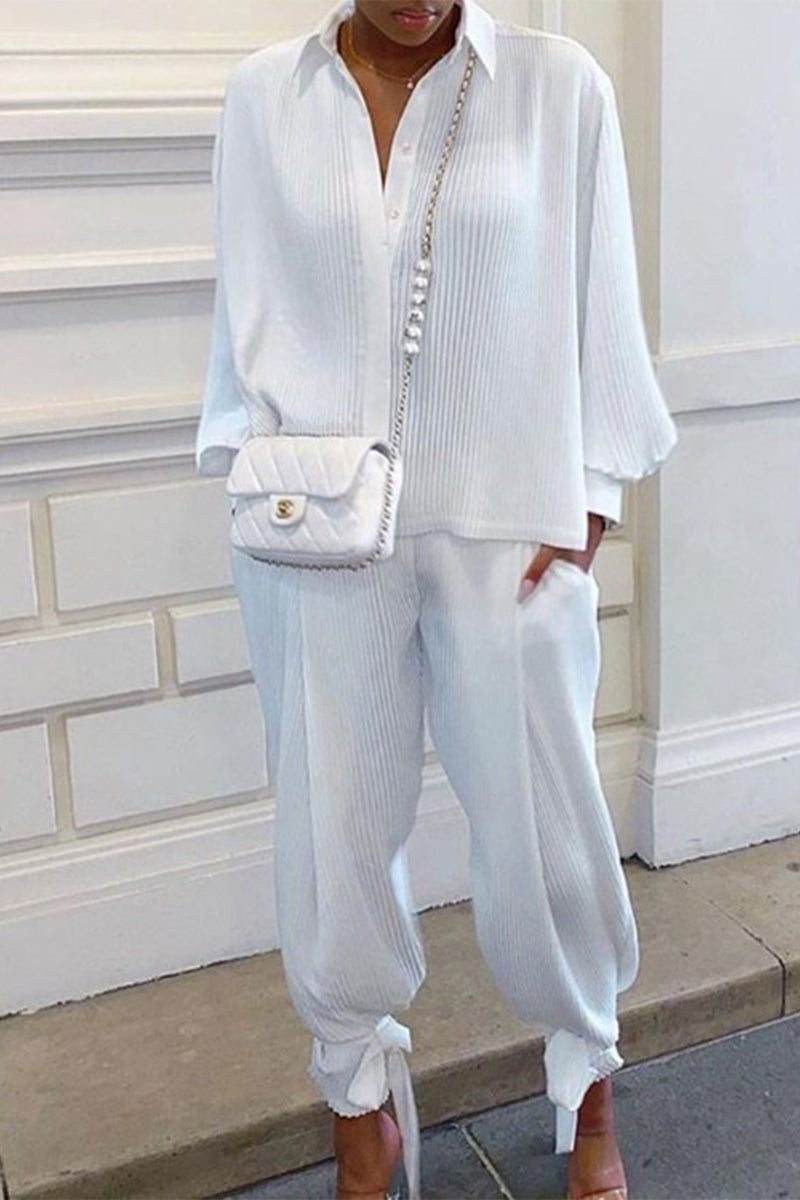 Elda® | Elegant Long-Sleeved Ribbed Polo And Trouser Set