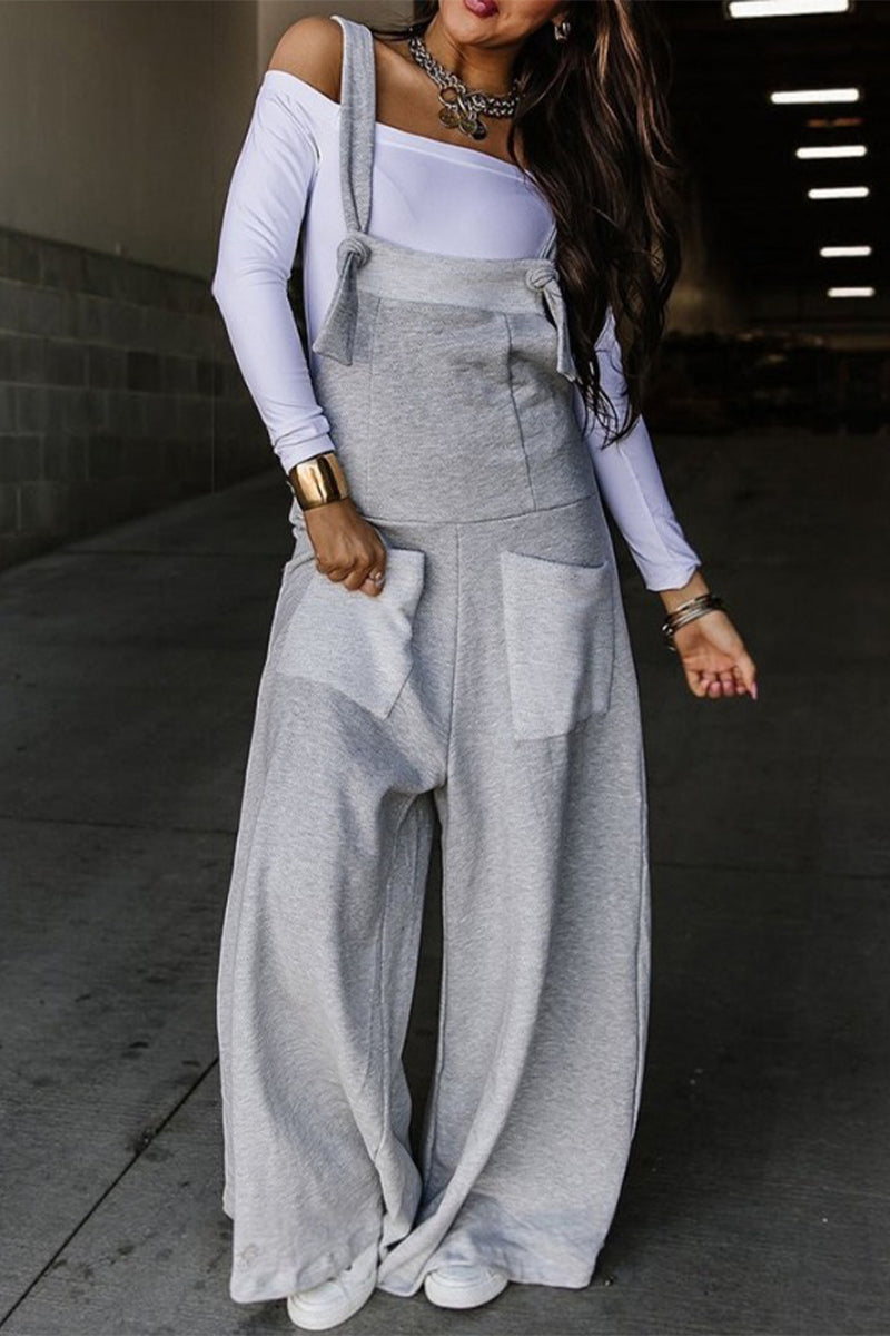 Elisa | Casual solid color loose jumpsuits with scoop neck