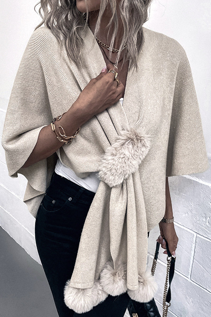 Estela | Casual elegant solid patchwork V-neck outerwear
