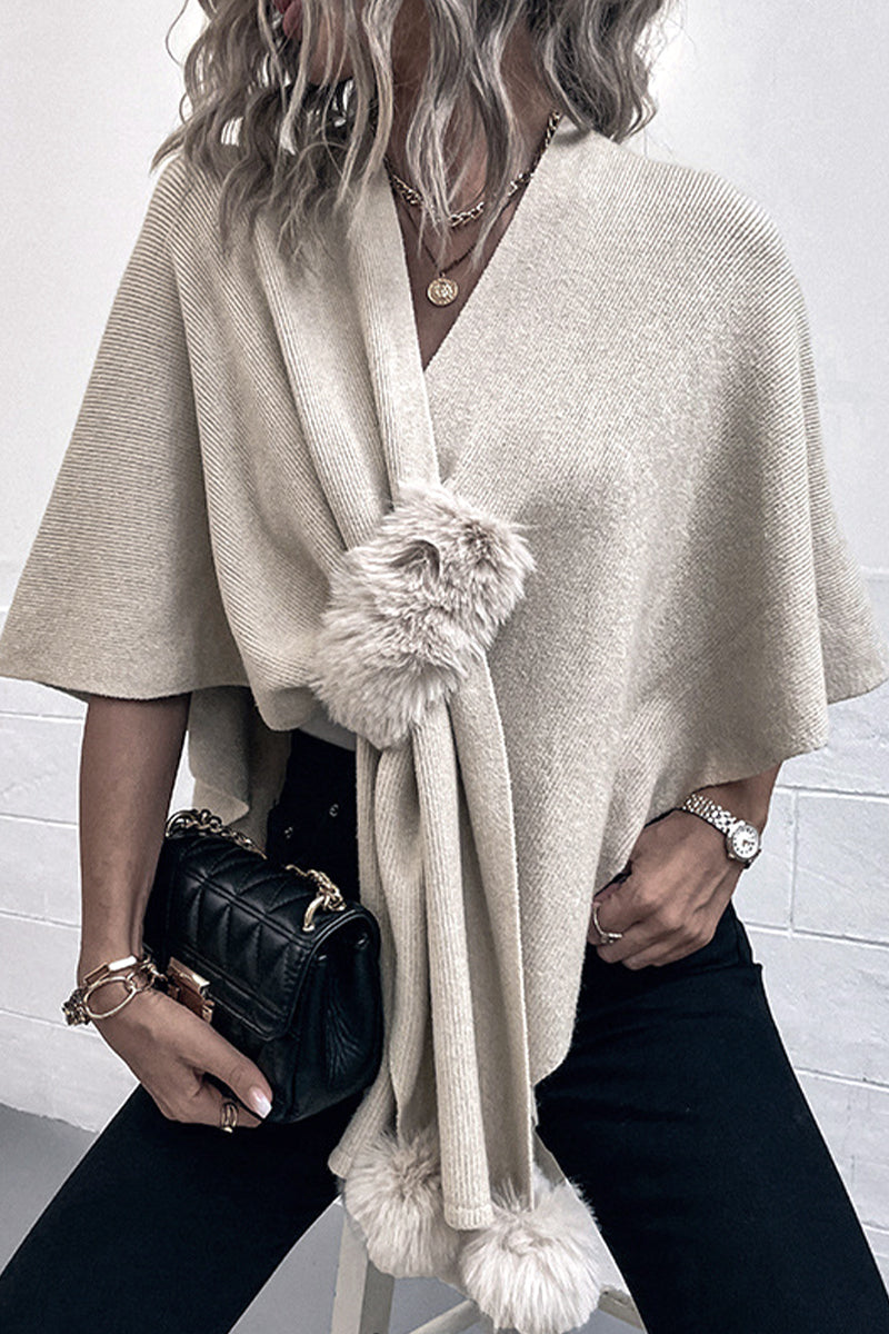 Estela | Casual elegant solid patchwork V-neck outerwear