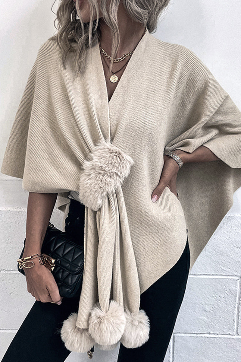 Estela | Casual elegant solid patchwork V-neck outerwear