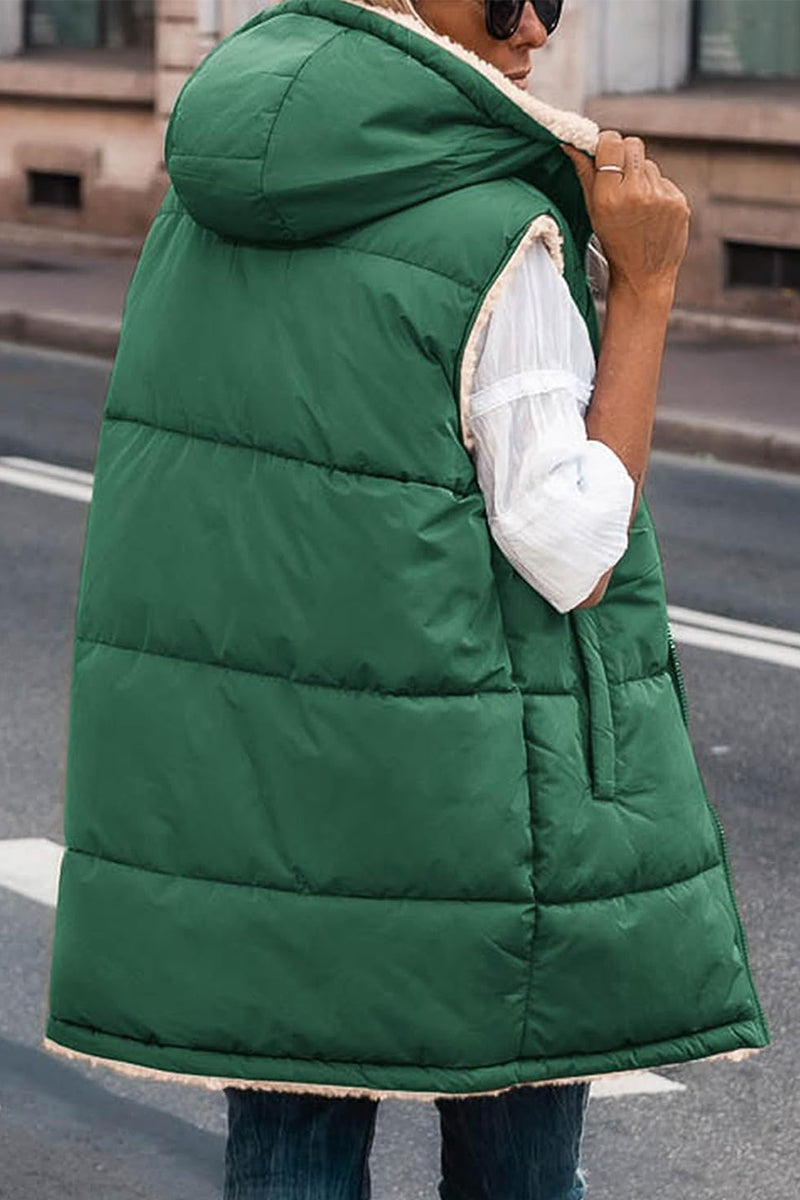 Gabriela | Casual, simple, solid patchwork outerwear with hooded collar