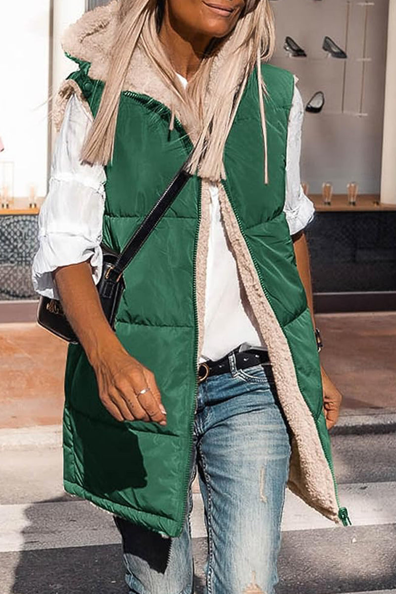 Gabriela | Casual, simple, solid patchwork outerwear with hooded collar