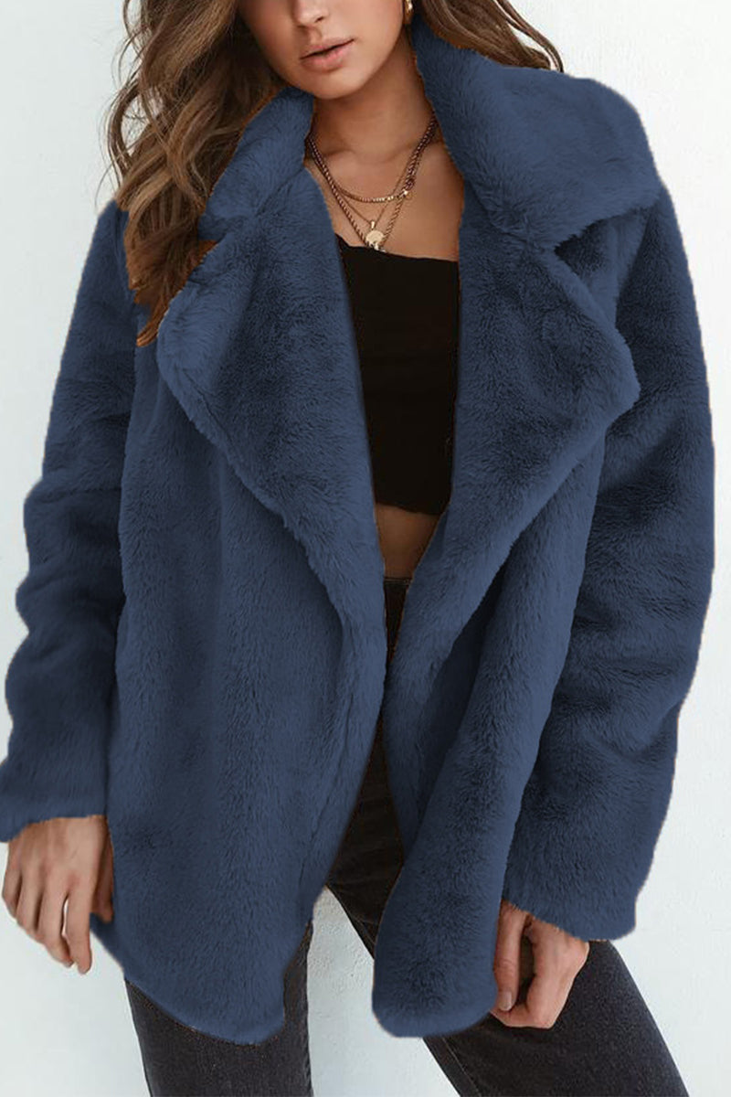 Ivana | Casual solid patchwork turn-down collar outerwear