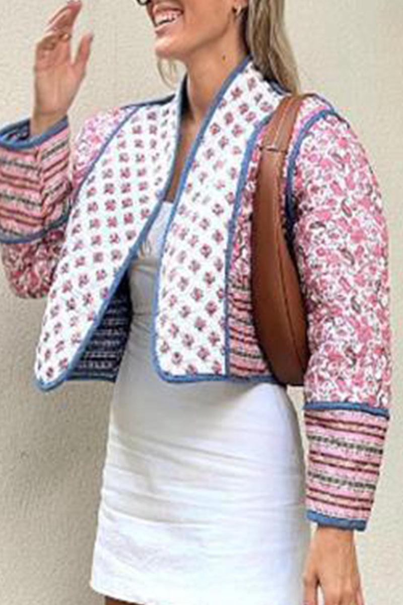 Luisa | Cute outerwear with patchwork cardigan collar and British style print