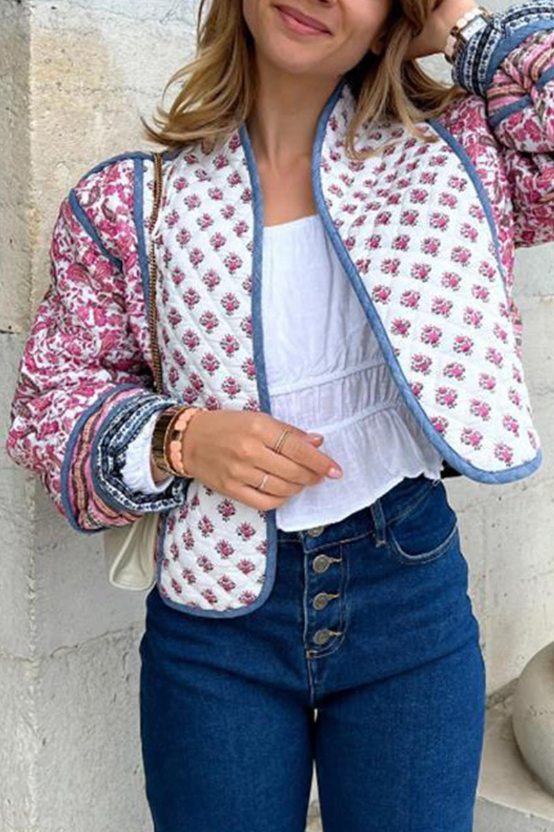 Luisa | Cute outerwear with patchwork cardigan collar and British style print