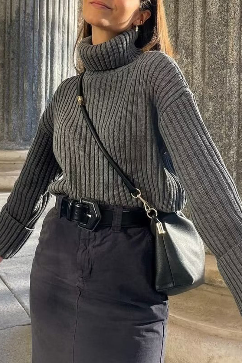 Miranda | Daily simple plain turtleneck tops