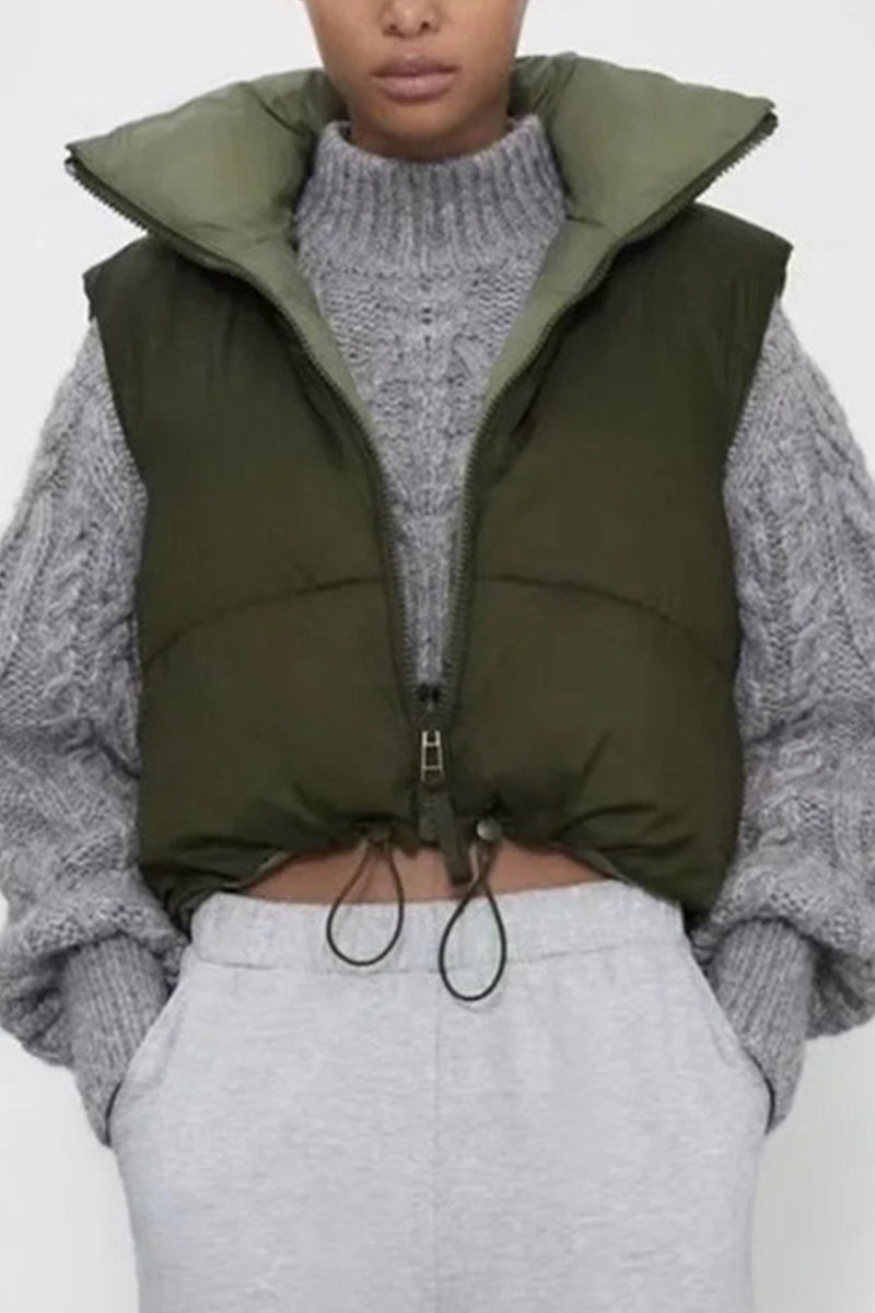 Milagros | Casual, simple tops with a fixed zipper and stand-up collar