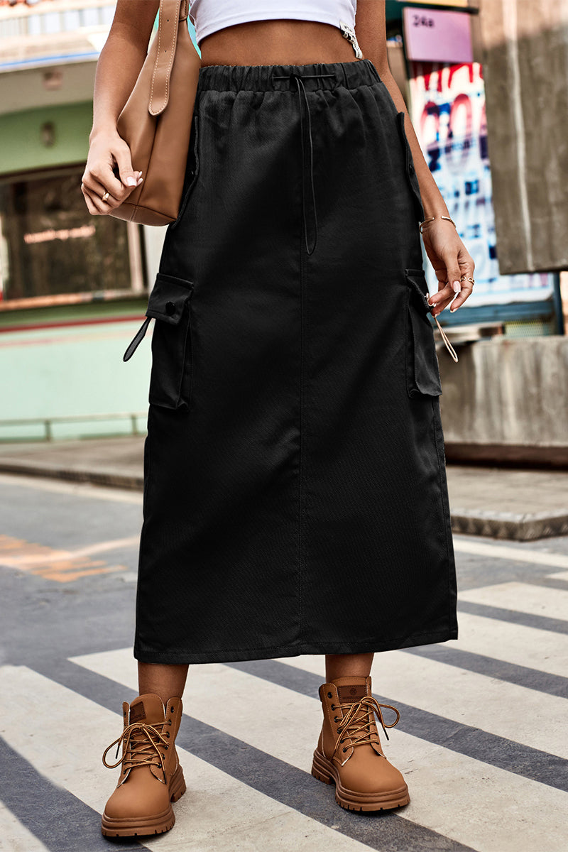 Soledad | Casual Street Solid Drawstring Bag with Type A Loose Patchwork Pants